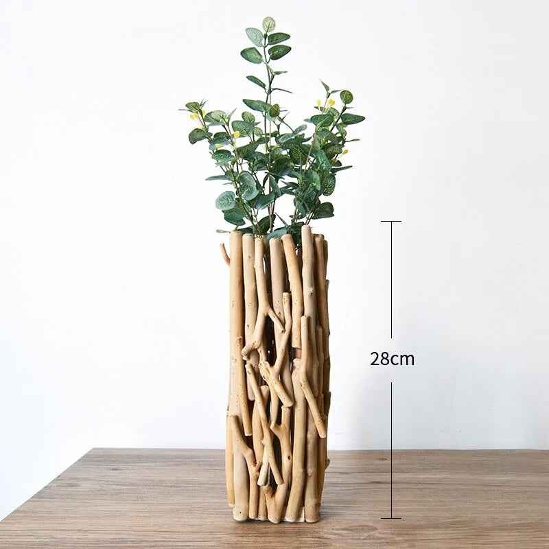 Handmade Solid Wood Geometric Vase